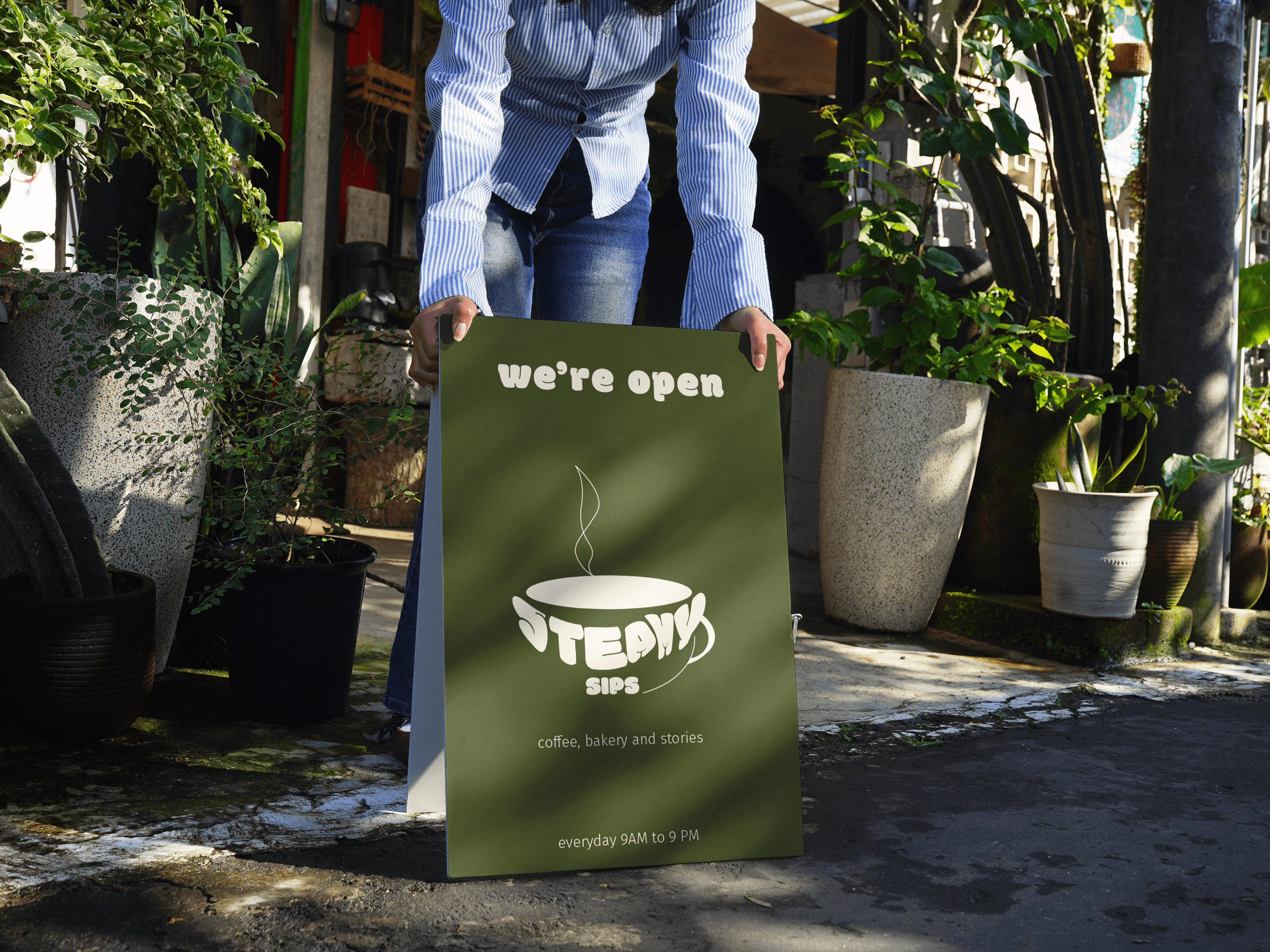 Steamy Sips front sign